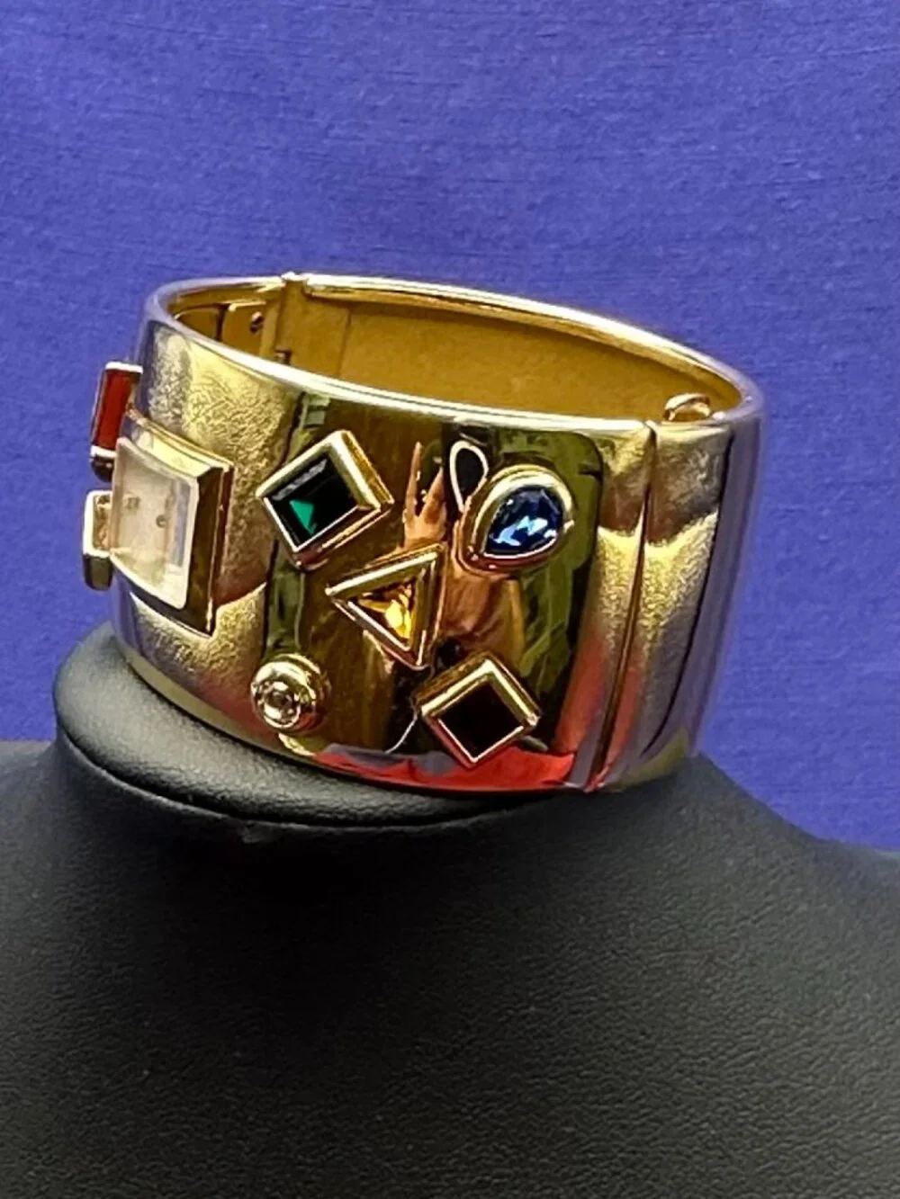 VTG Bob Mackie Franklin Mint Gold Plated Watch.  New Battery